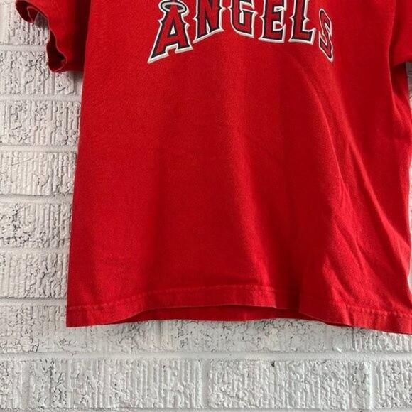 Majestic Anaheim Angels Boy's L Torri Hunter #48 Red Baseball Shirt - Picture 2 of 6